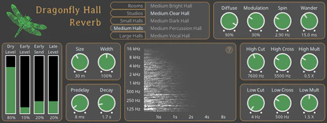 Dragonfly Reverb plugin interface