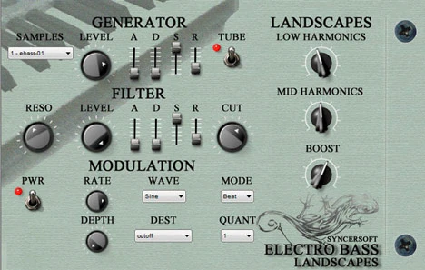 Electro Bass Landscapes plugin interface