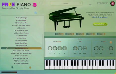 Free Piano 3 plugin interface