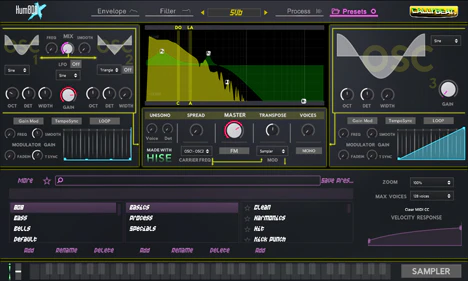 Hum808 X plugin interface