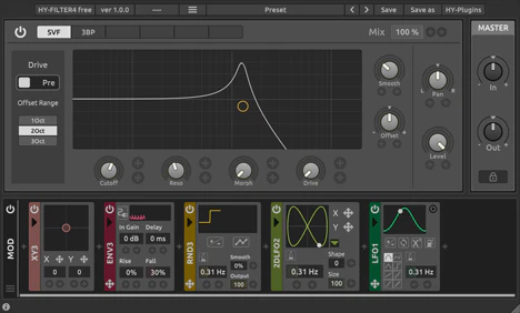 HY-Filter4 free plugin interface