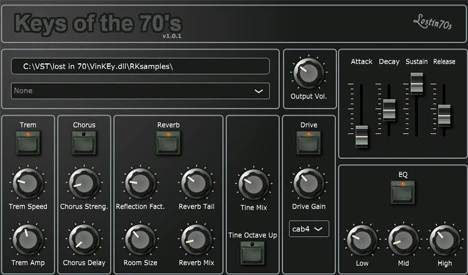 Keys of the 70s plugin interface