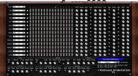 Midinaut Drum Station plugin interface