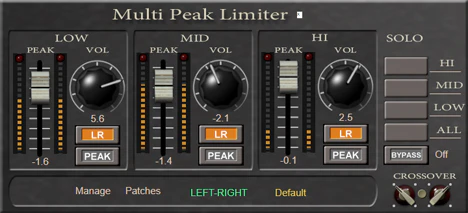 Multi Peak Limiter plugin interface