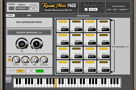Randomidi Free plugin interface