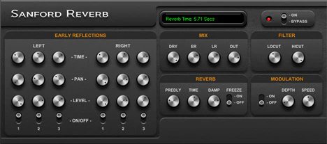 Sanford Reverb plugin interface