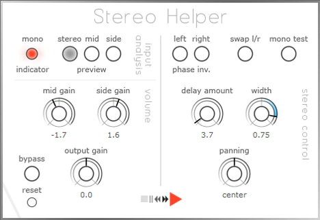Stereo Helper plugin interface