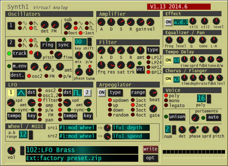 Synth1 plugin interface