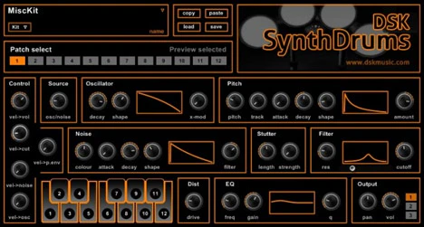 SynthDrums plugin interface