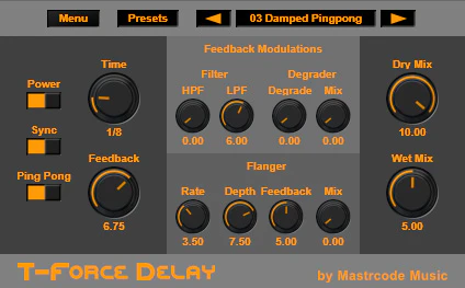 T-Force Delay plugin interface