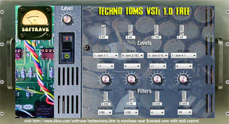 Techno Toms VSTi plugin interface