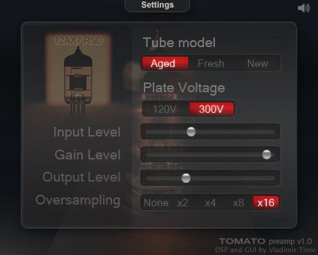 Tomato preamp plugin interface