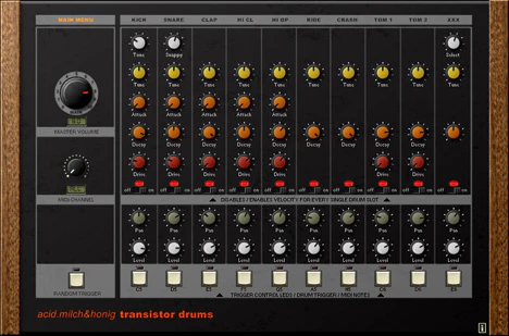 transistor drums plugin interface