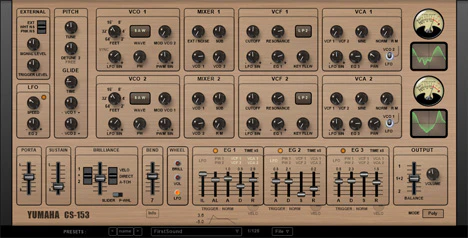 Yumaha CS-153 plugin interface
